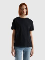 Акція на Футболка бавовняна жіноча United Colors of Benetton 3096D102O-100 XL Чорна від Rozetka