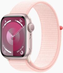 Акция на Apple Watch Series 9 41mm Gps Pink Aluminum Case with Light Pink Sport Loop (MR953) от Y.UA