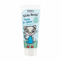 Акція на Дитяча зубна паста MomMe Mother & Baby Natural Care Gel Toothpaste Kitty Kotty зі смаком м'яти, з народження до 3 років, 50 мл від Eva