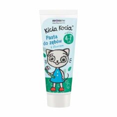 Акція на Дитяча зубна паста MomMe Mother & Baby Natural Care Gel Toothpaste Kitty Kotty зі смаком м'яти, від 4 до 7 років, 50 мл від Eva