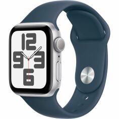 Акция на Смарт-часы Apple Watch SE GPS 40mm Silver Aluminium Case with Storm Blue Sport Band - S/M от MOYO