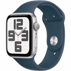 Акція на Смарт-часы Apple Watch SE GPS 44mm Silver Aluminium Case with Storm Blue Sport Band - S/M від MOYO