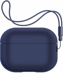 Акція на Чехол ArmorStandart Silicone Case with straps Dark Blue (ARM68609) for Apple Airpods Pro 2 від Stylus