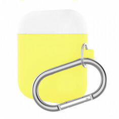 Акция на Чохол для навушників Tpu Case Yellow / White with Belt for Apple AirPods от Y.UA