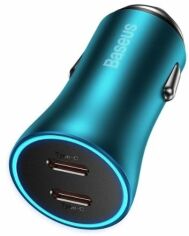 Акція на Baseus Car Charger 2хUSB-C Golden Contactor Pro 40W Blue (CGJP000003) від Stylus