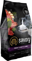 Акція на Сухий корм Savory для собак середніх порід зі свіжим м'ясом індички і ягняти, 3 кг (4820232630266) від Y.UA