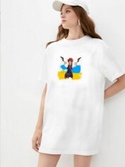 Акция на Сукня-футболка міні осіння жіноча Vizavi "Україна" 00098/2 42-44 Біла от Rozetka