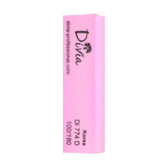 Акція на Полірувальний баф-брусок для нігтів Divia чотиристоронній, 100/180, рожевий (Di774 D) від Eva