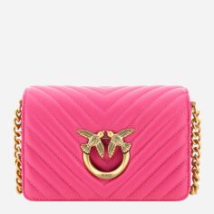 Акция на Сумка крос-боді жіноча шкіряна Pinko Love Click Mini Shoulder Bag 100067A0GK Рожева от Rozetka