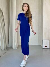 Акция на Плаття-футболка довге літнє жіноче Merlini Кассо 700000127 S-M Синє от Rozetka
