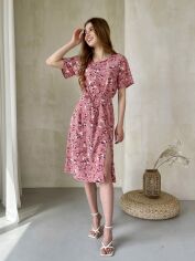 Акция на Сукня-футболка міді літня жіноча Merlini Новара 700000221 L-XL Рожева от Rozetka