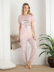 Акція на Піжама (футболка + штани) жіноча бавовняна Noviti PD005-W-01 M Світло-рожева від Rozetka