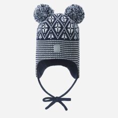 Акция на Дитяча зимова шапка-біні на зав'язках з помпоном для хлопчика Reima Kuuru 5300215A-6981 52 см от Rozetka