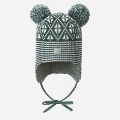 Акция на Дитяча зимова шапка-біні на зав'язках з помпоном для хлопчика Reima Kuuru 5300215A-8511 46 см от Rozetka