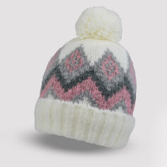 Акція на Дитяча зимова шапка-біні в'язана з помпоном для дівчинки Noviti CZ020-G-01 50-54 Біла від Rozetka