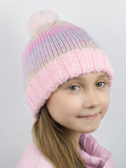 Акція на Дитяча зимова шапка-біні в'язана з помпоном для дівчинки Noviti CZ017-G-01 46-50 Різнокольорова від Rozetka