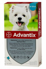 Акция на Капли Bayer Advantix для собак 4-10 кг от заражений экто паразитами 1 уп. 4 пипетки (4007221047230) от Stylus