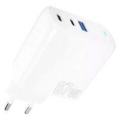 Акция на Proove Wall Charger 2xUSB-C+USB Shot GaN 67W White от Stylus