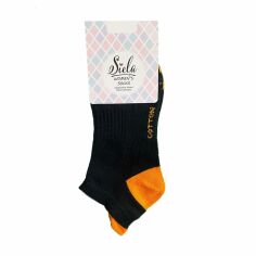 Акция на Шкарпетки жіночі Siela RT1322-041 короткі, спортивні, чорні з помаранчевим, розмір 39-42 от Eva