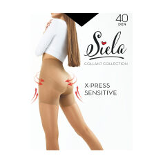 Акція на Колготки жіночі Siela X-Press Sensitive з коригувальними шортиками, 40 DEN, Nero, розмір 3 від Eva