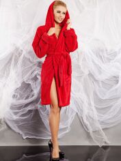 Акция на Халат жіночий теплий з капюшоном DKaren Housecoat Diana S Red от Rozetka