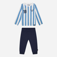 Акция на Піжама (штани + футболка з довгим рукавом) дитяча Messi S49309-2 86-92 см Light Blue/White от Rozetka