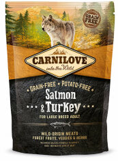 Акция на Сухой корм для взрослых собак крупных пород Carnilove Salmon & Turkey Large Breed 1.5 кг (8595602508952) от Stylus