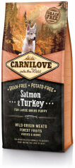 Акция на Сухой корм для щенков крупных пород Carnilove Salmon & Turkey Large Breed Puppy 12 кг (8595602508846) от Stylus