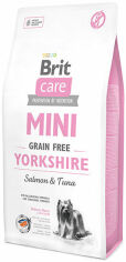 Акция на Сухой корм для взрослых собак породы йоркширский терьер Brit Care Sensitive Grain Free Yorkshire с лососем и тунцом 7 кг (8595602520213) от Stylus