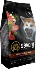 Акция на Сухой корм Savory для собак крупных пород со свежим мясом индейки и ягненка, 3 кг (4820232630235) от Stylus