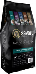 Акция на Сухой корм Savory для щенков со свежим мясом индейки и курицей, 12 кг (4820232630303) от Stylus