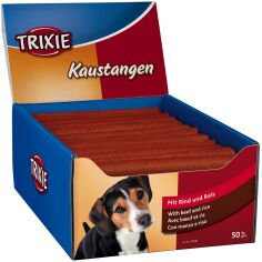Акция на Лакомство для собак Trixie палочка жевательная с говядиной 65 г 50 шт. (4011905317465) от Stylus