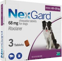 Акция на Таблетки от блох и клещей Merial NexGard для собак весом 10-25 кг L 1 уп. 3 шт. инсектоакарицид (3661103042884) от Stylus