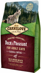 Акция на Сухой корм для взрослых кошек Carnilove Cat Duck & Pheasant Hairball Control для выведения волосяных комков 2 кг (8595602512348) от Stylus