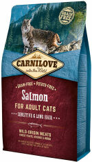Акция на Сухой корм для взрослых кошек с чувствительным пищеварением Carnilove Salmon Sensitive & Long Hair 2 кг (8595602512287) от Stylus