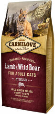 Акция на Сухой корм для взрослых стерилизованных кошек Carnilove Lamb & Wild Boar Sterilised 6 кг (8595602512300) от Stylus