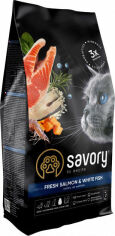 Акція на Сухой корм Savory для длинношерстных кошек со свежим лососем и белой рыбой, 2 кг (4820232630020) від Stylus