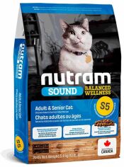 Акция на Сухой корм Nutram Sound Bw S5 для пожилых котов с курицей и лососем 1.13 кг (S5_(1,13kg) от Stylus