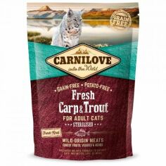 Акция на Сухой корм Carnilove Fresh Carp Trout для стерилизованных кошек рыба 400 г (8595602527427) от Stylus