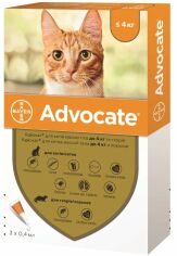 Акция на Капли на холку для кошек Bayer/Elanco Advocate до 4 кг 3 шт по 0.4 мл (91031 1x3) от Stylus