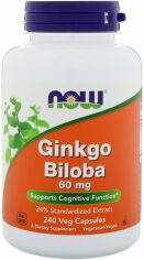 Акция на Now Foods Ginkgo Biloba 60 mg Veg Capsules 240 veg caps от Stylus