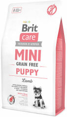 Акція на Сухий корм для цуценят мініатюрних порід Brit Care Mini Grain Free Puppy з ягням 2 кг (8595602520138) від Y.UA