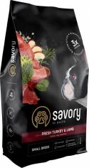 Акція на Сухий корм Savory для собак малих порід зі свіжим м'ясом індички і ягнятиною, 8 кг (4820232630365) від Y.UA
