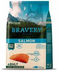 Акция на Сухий корм Bravery Salmon Large/Medium Adult із лососем 12 кг (6640 Br Salm Adul L_ 12KG) от Y.UA