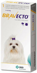 Акция на Жувальна таблетка Бравекто від бліх і кліщів для собак 2 - 4.5 кг (8713184146502) от Y.UA