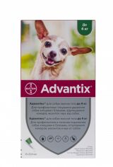 Акція на Краплі Bayer Advantix для собак до 4 кг від заражень екто паразитами 4 піпетки/1 уп. (4007221047223) від Y.UA