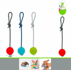 Акція на Іграшка Nunbell для собак кольоровий м'яч на шнурку 7см (NB1625-10043) від Y.UA