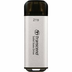 Акція на Портативный SSD TRANSCEND 2TB USB 3.1 Gen 2 Type-C ESD300 Silver (TS2TESD300S) від MOYO