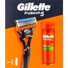 Акція на Подарочный набор Бритва Gillette Fusion с 1 сменным картриджем + Гель для бритья 200мл від MOYO