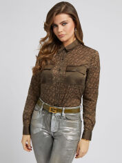 Акція на Блузка жіноча Guess 580255795 XS Коричнева від Rozetka